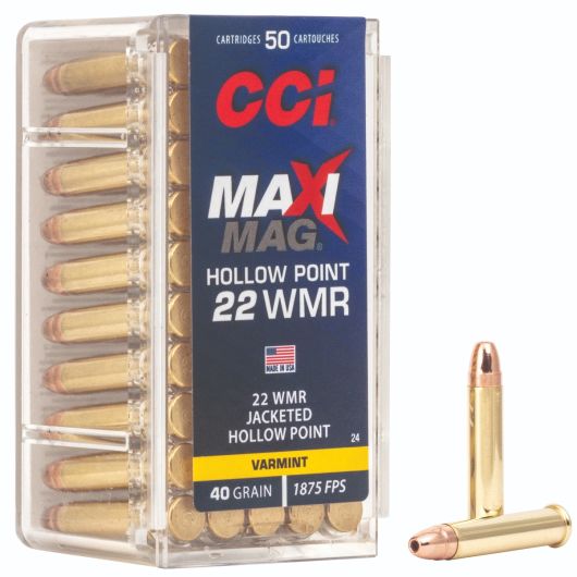 0024 CCI Ammunition 22M 40GR MAXIMAG JHP 50RD 22 Win Mag