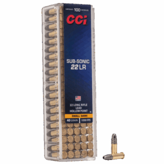 0056 CCI Ammunition 22LR 40GR SUB HP 100RD 22 LR
