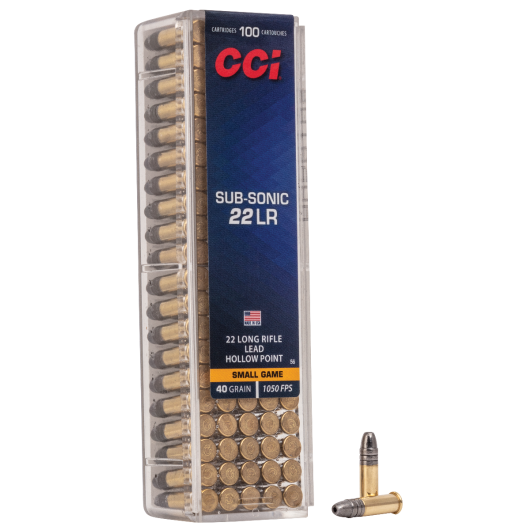 0056 CCI Ammunition 22LR 40GR SUB HP 100RD 22 LR