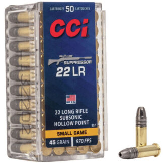 0957 CCI Ammunition 22LR 45GR SUPP LHP 50RD 22 LR