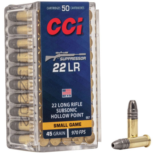 0957 CCI Ammunition 22LR 45GR SUPP LHP 50RD 22 LR