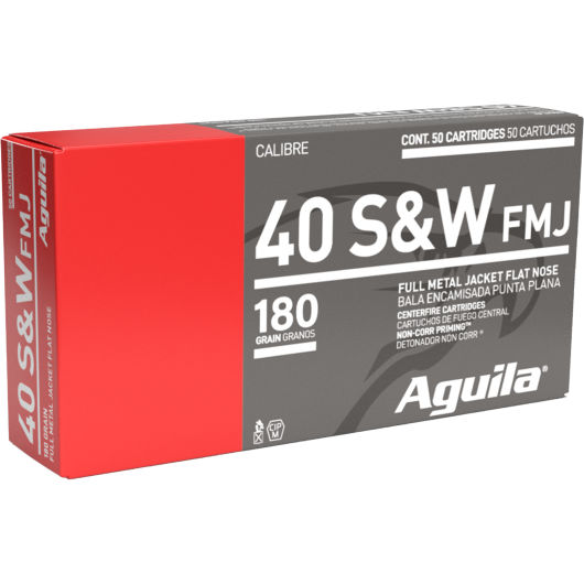 1E402110 Aguila Ammunition AGU 40SW 180GR FMJFN 50RD 40 S&W
