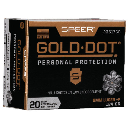 23617GD Speer SPR 9MM+P 124GR GOLD HP 20RD 9mm Luger
