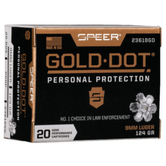 23618GD Speer SPR 9MM 124GR GOLD HP 20RD Luger