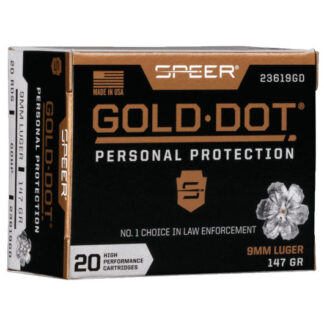 23619GD Speer SPR 9MM 147GR GOLD HP 20RD Luger