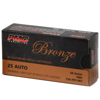 25A PMC 25AP 50GR BRO FMJ 50RD 25 Auto
