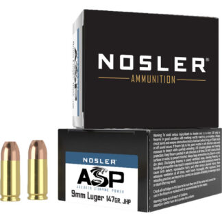 51290 Nosler NOS 9MM 147GR ASP JHP 20RD Luger