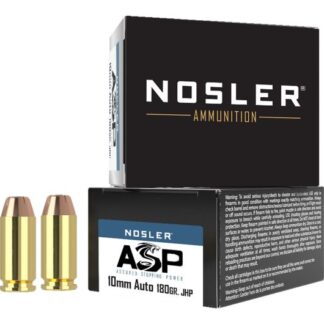 51400 Nosler NOS 10MM 180GR ASP JHP 20RD Auto