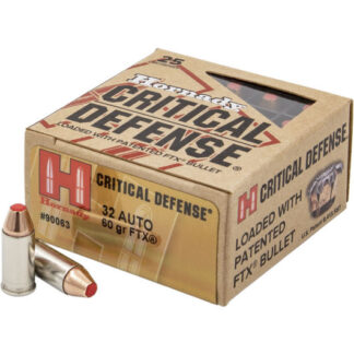 90063-HRN Hornady HRN 32AP 60GR CRITDEF FTX 25RD 32 Auto