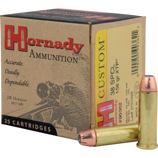 90362 Hornady HRN 38SP 158GR CUST XTP 25RD 38 Spl