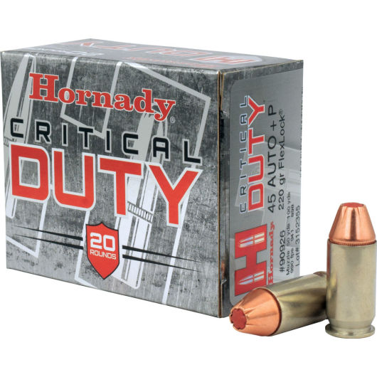 90926 Hornady HRN 45AP+P 220GR CDUTY FLX 20R 45 Auto