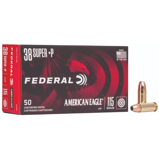 AE38S3 Federal Ammunition FDR 38SUP 115GR AE JHP 50RD 38 Super Auto +P