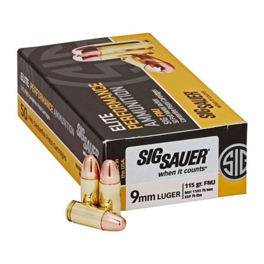 E9MMB1-50 Sig Sauer 9MM 115GR FMJ 50RD Luger