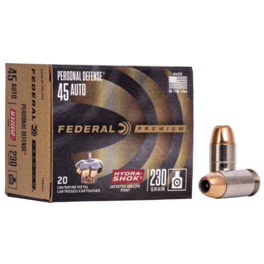 P45HS1 Federal Ammunition FDR 45AP 230GR HYDSHK 20RD 45 Auto