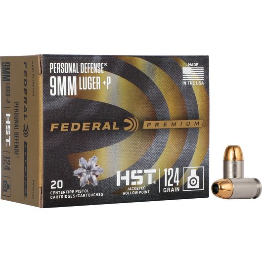P9HST3S Federal Ammunition FDR 9MM+P 124GR HST JHP 20RD 9mm Luger