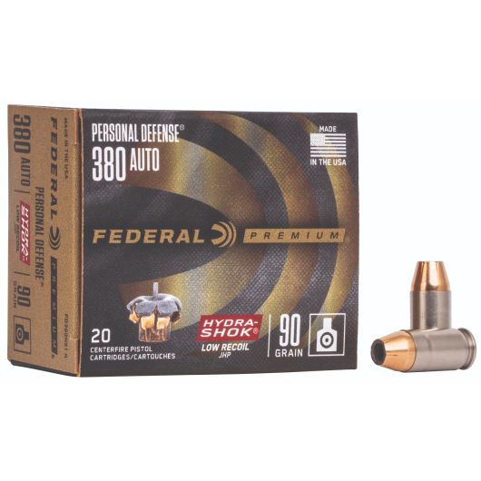 PD380HS1-H Federal Ammunition FDR 380 90GR HYDSHK LR 20RD Auto